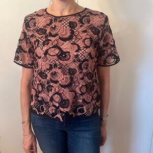 Ann Taylor Pink and Black Women's Size 8 Blouse
